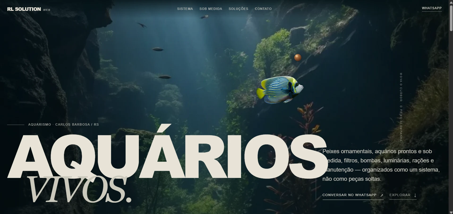 Aquários Vivos — projeto desenvolvido pela RL Solution Web