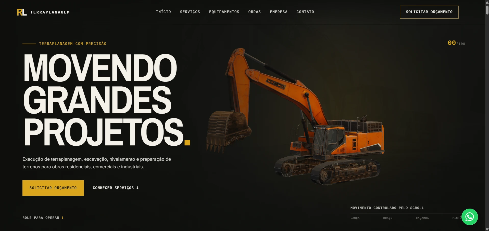 RL Terraplanagem — projeto desenvolvido pela RL Solution Web