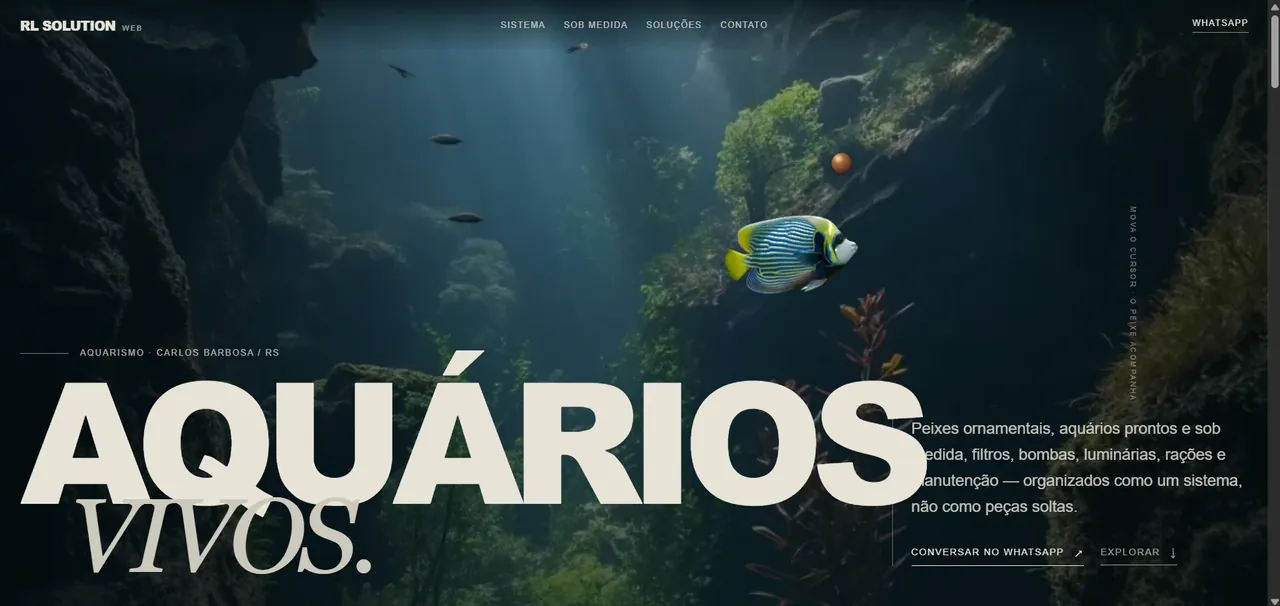 Aquários Vivos — projeto desenvolvido pela RL Solution Web